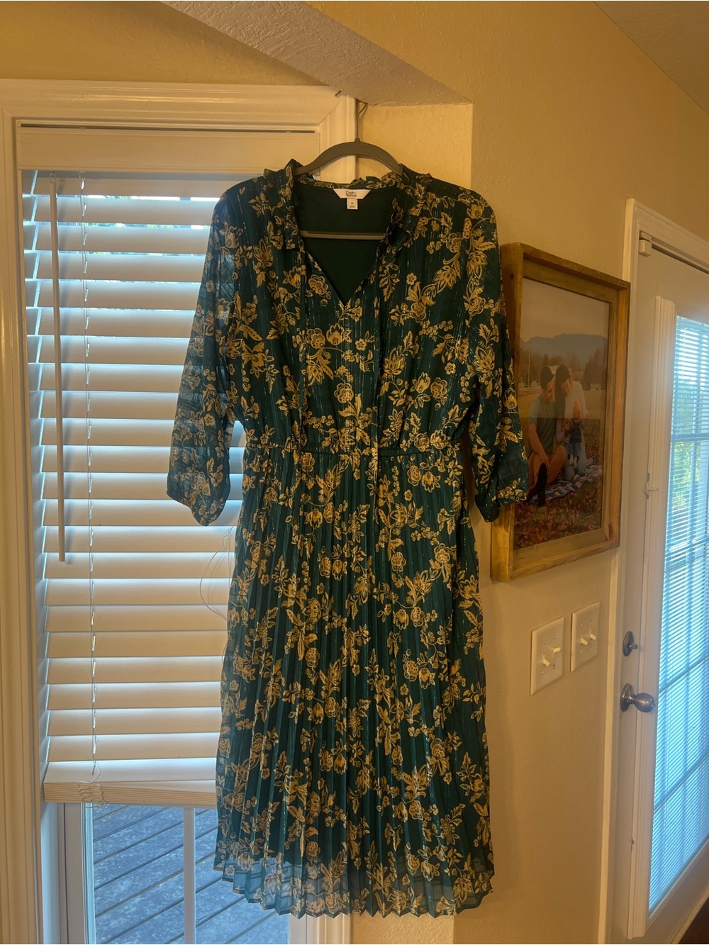 croft & barrow Dark Green Floral Midi Dress